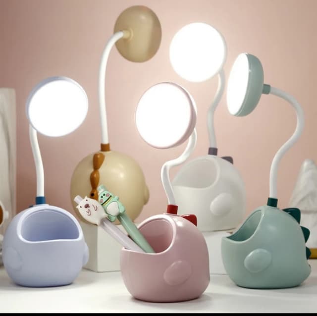 Table Lamp Usb Rechargeable Flexible Desk Lamp With Pen Holder Cute Dormito
