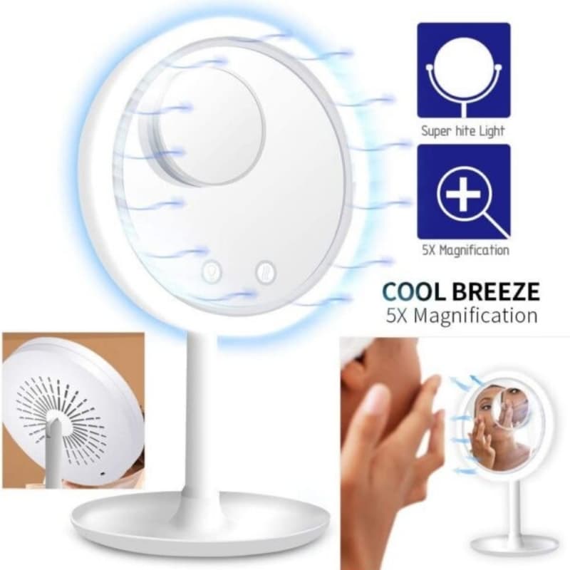 Makeup Mirror With Led Light Vanity Mirror 5x Mirror Built-in Fan Led Light